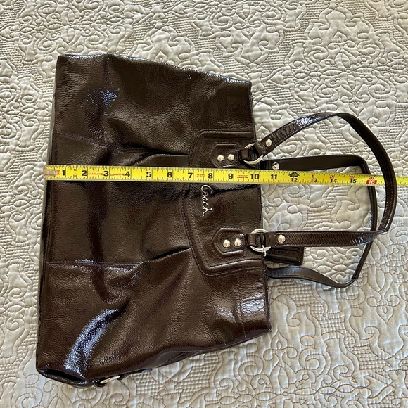 Authentic  Coach Ashley  Satchel  Patent  Leather  Bag  Espresso Mahogany Brown - Picture 9 of 10
